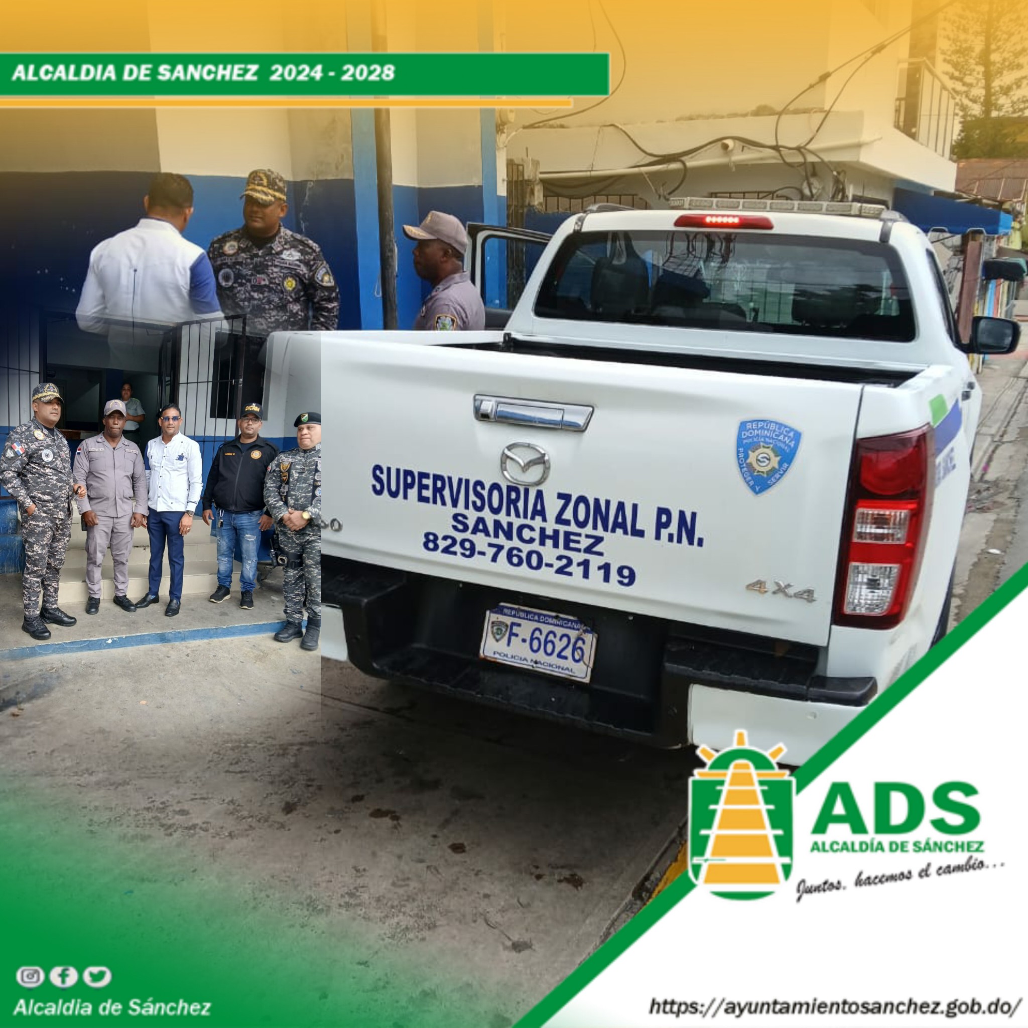 Via a la mesa de seguridad que se desarrolla desde el municipio de Sánchez con la dirección del Alcalde Ynocencio de Jesús, llega al municipio una nueva unidad móvil para la dotación policial.
